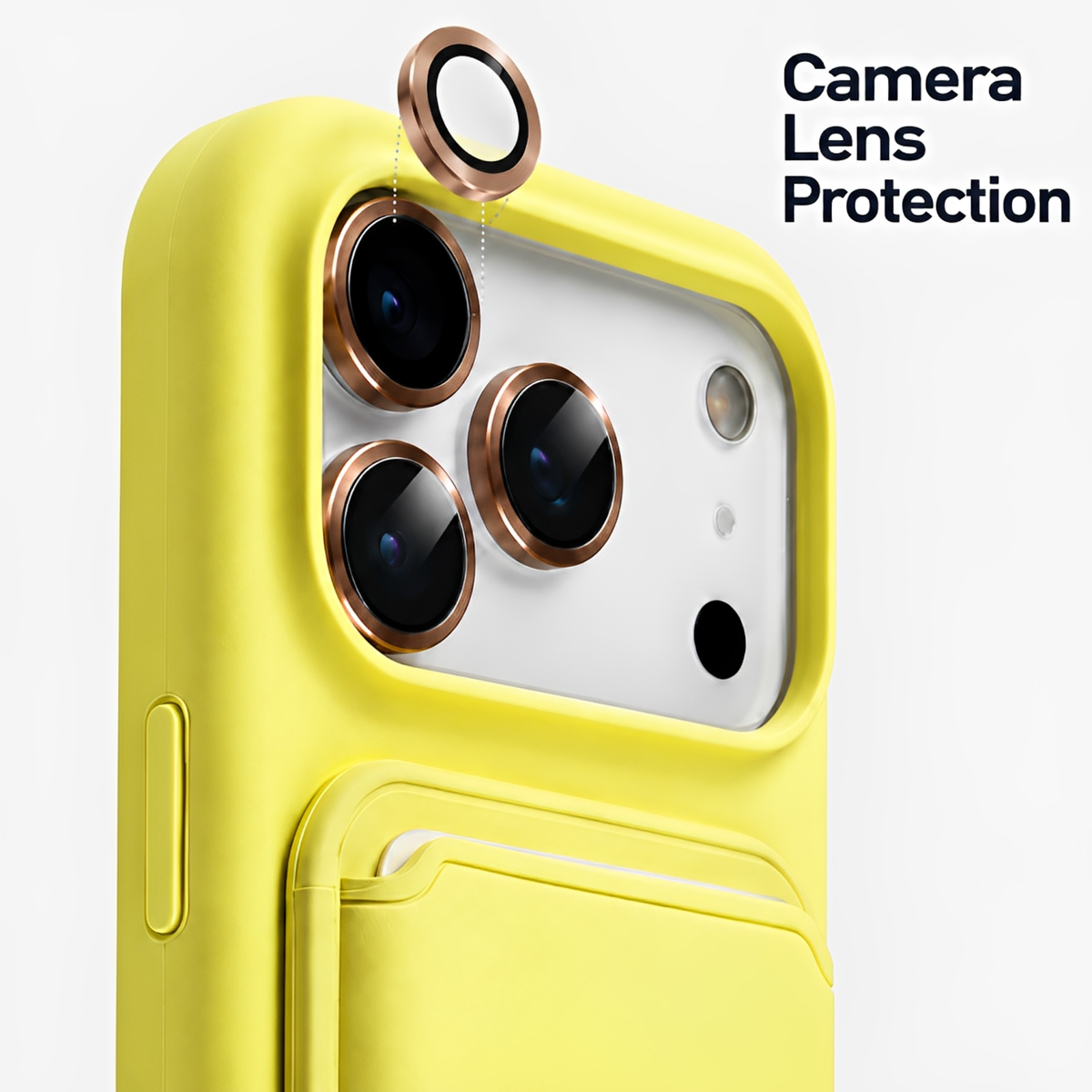Premium Liquid Silicone iPhone Case with Magnetic Card Holder - Milk Yellow