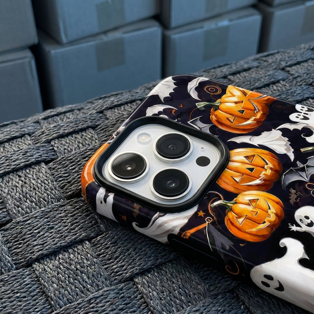 Pumpkin Parade Matte Glass MagSafe iPhone Case – lifestyle view 4