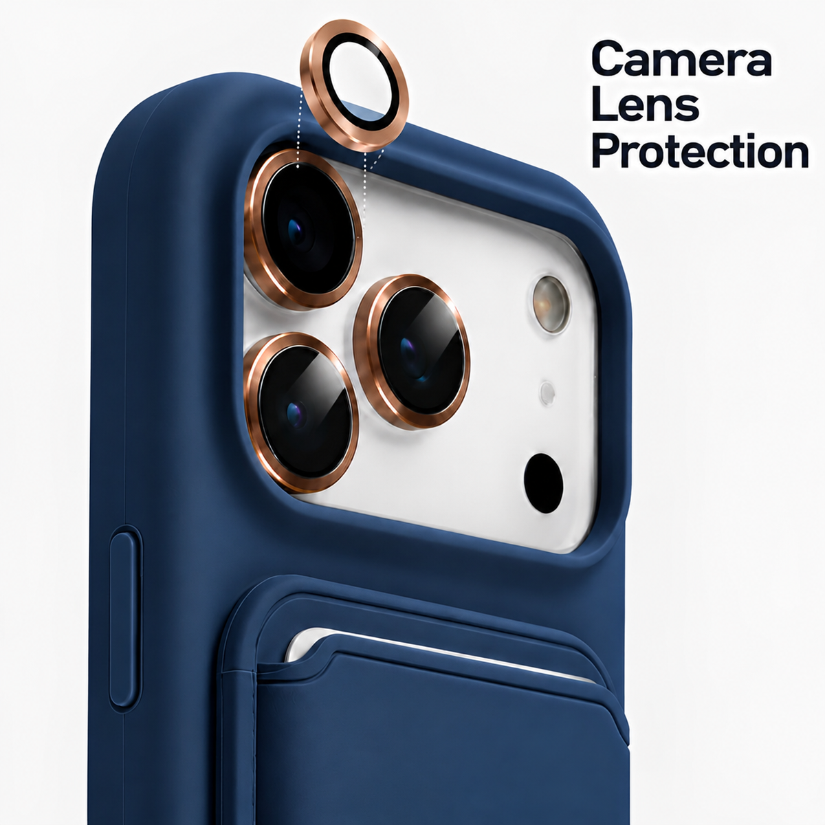 Premium Liquid Silicone iPhone Case with Magnetic Card Holder - Navy Blue