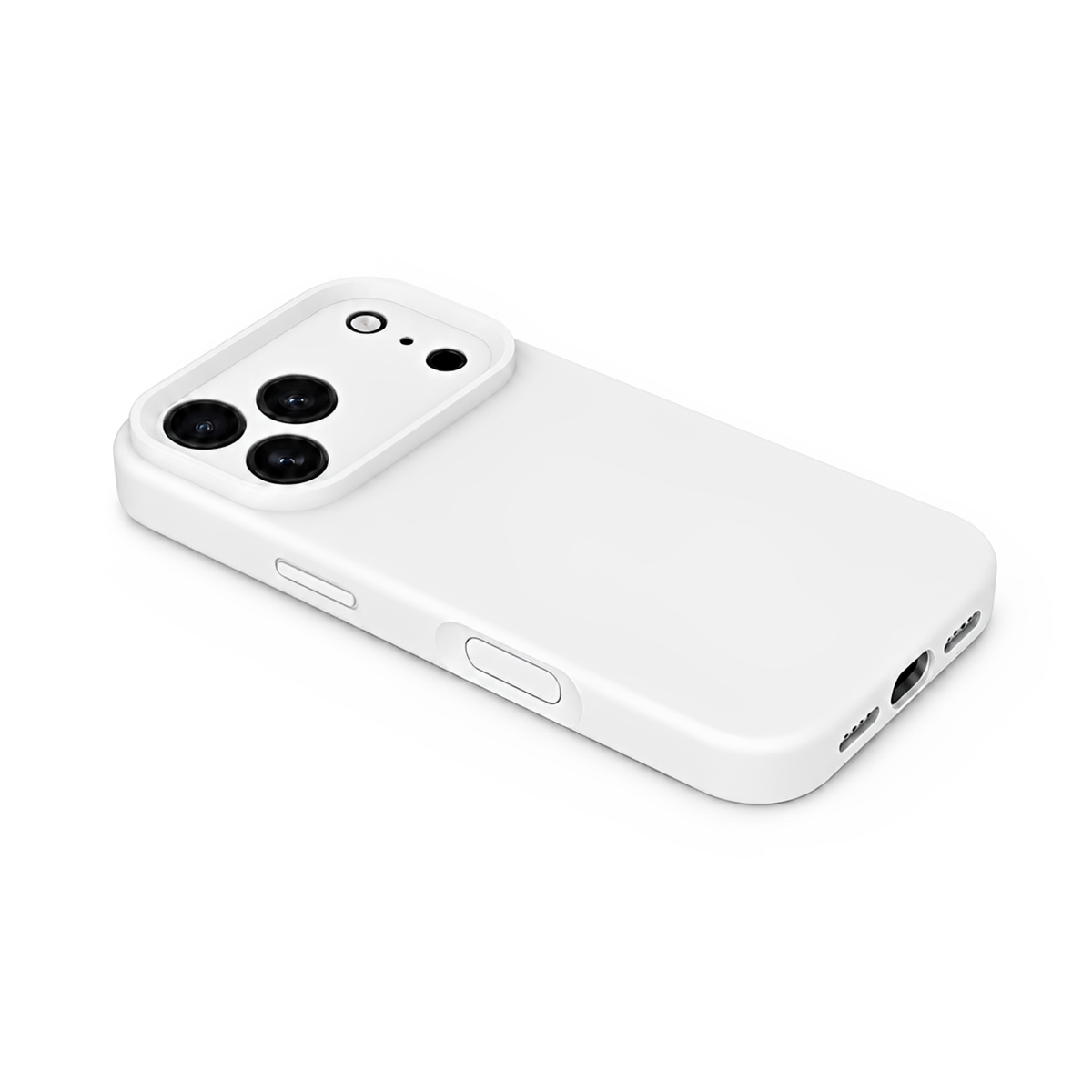 Premium Liquid Silicone iPhone Case – Precision Camera – White