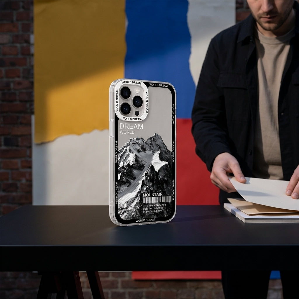 Monochrome Dream Mountain Aesthetic Clear iPhone Case