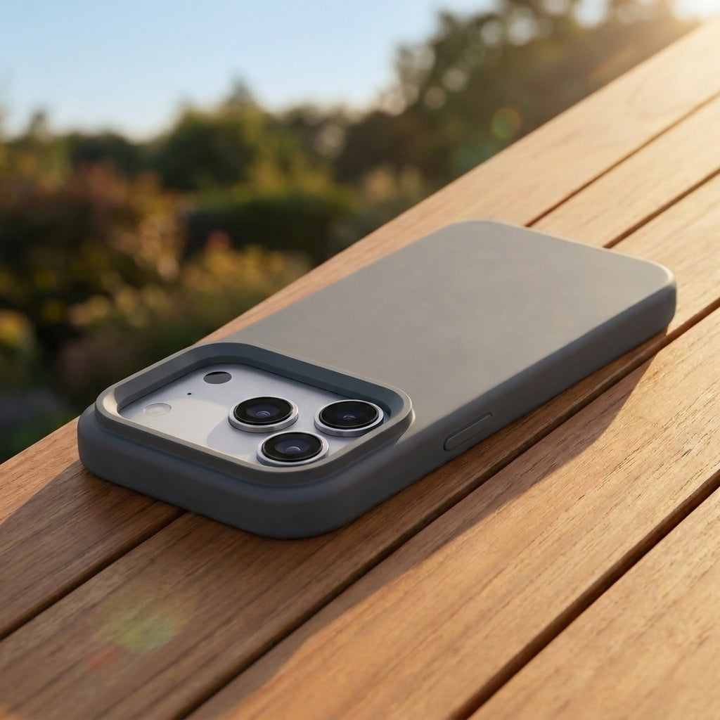 Premium Liquid Silicone iPhone Case – Open Camera – Charcoal