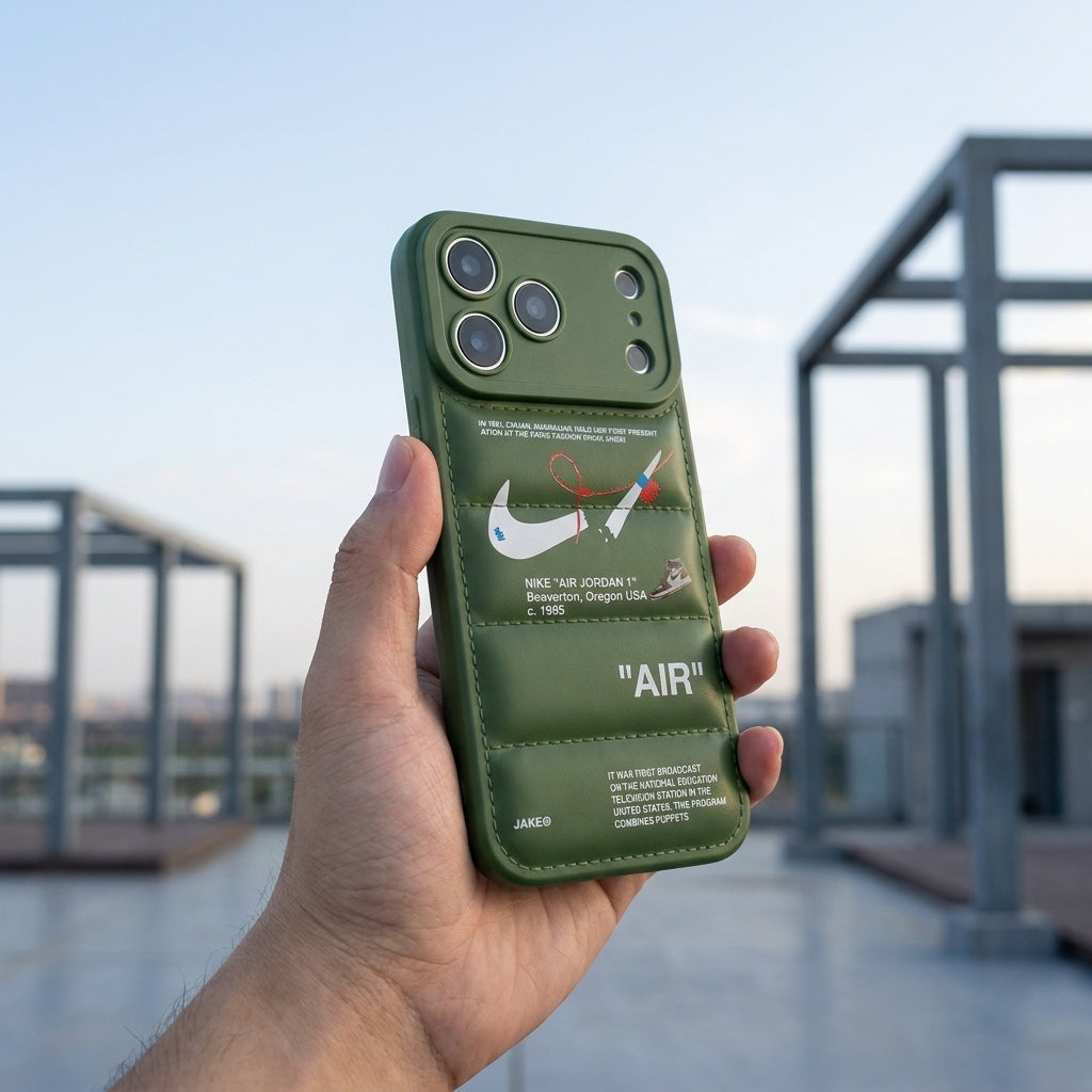 Nike x Off White inspired 3D Streetwear iPhone Case - Olive Green