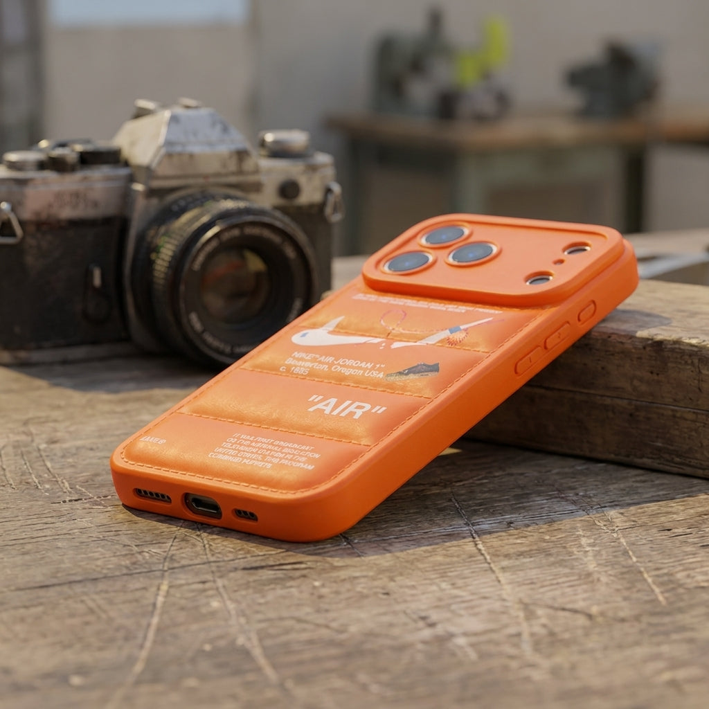 3D Blaze Orange Sneaker Streetwear iPhone Case – lifestyle view 5