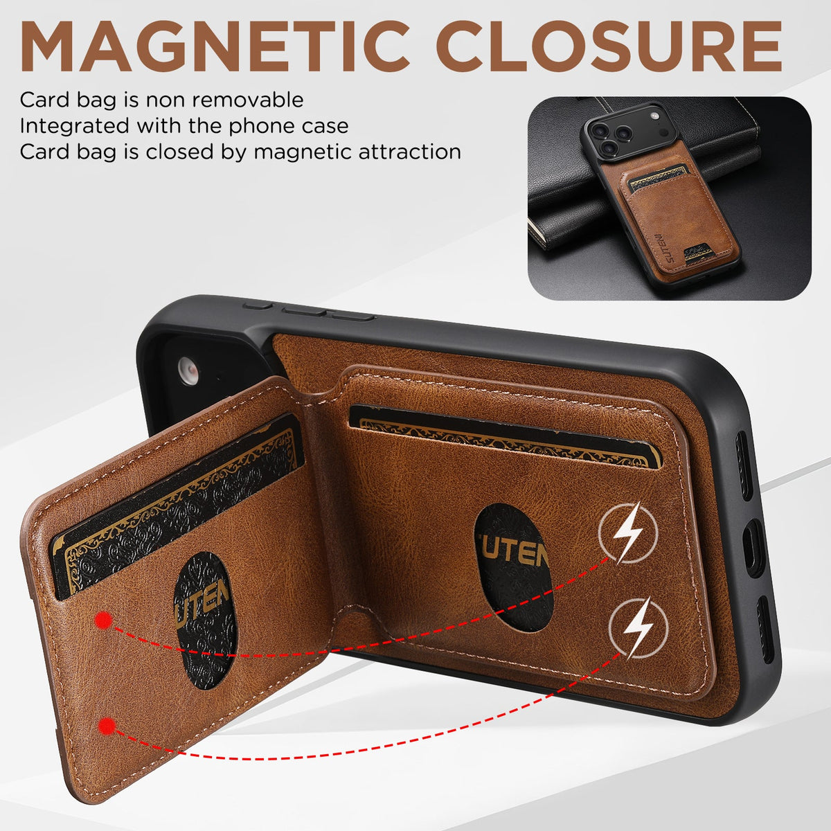 Vintage Waxed Leather iPhone Case with Built-in Card Holder – Brown
