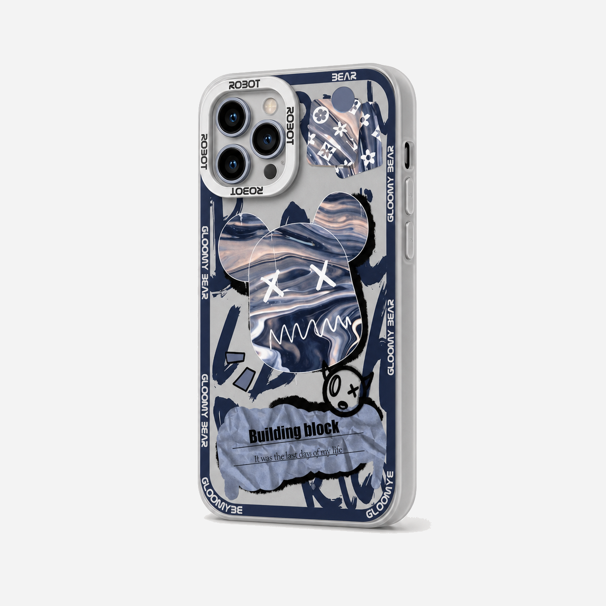 Y2K Marble Bear Collage iPhone Case