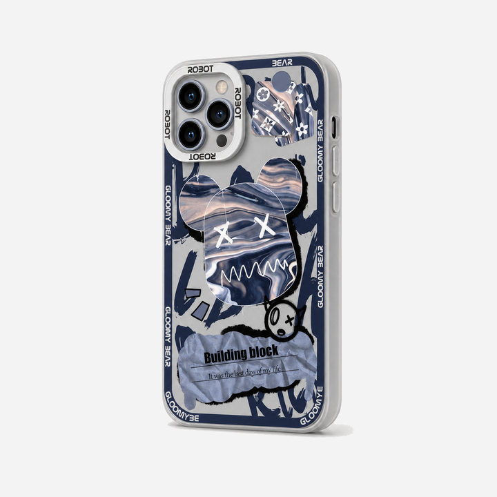 Y2K Marble Bear Collage iPhone Case