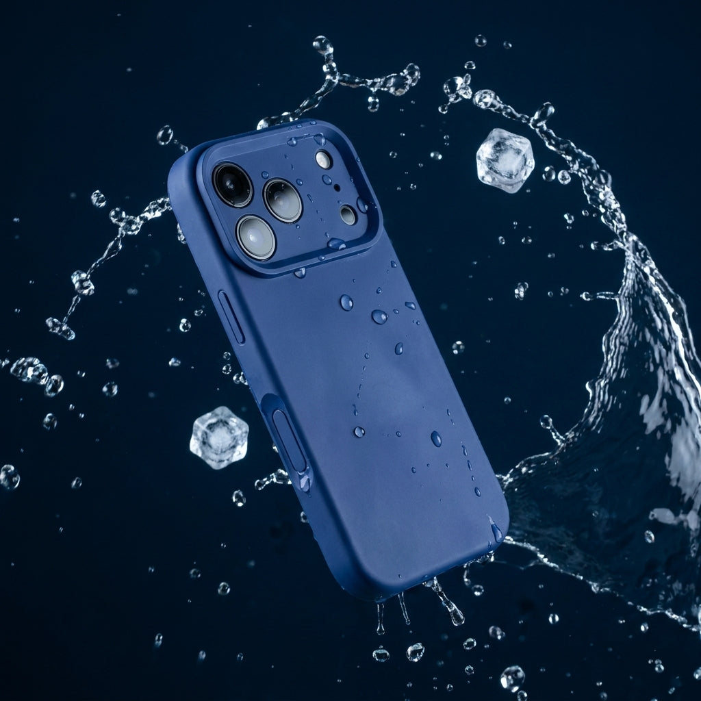 Premium Liquid Silicone iPhone Case – Precision Camera – Navy Blue