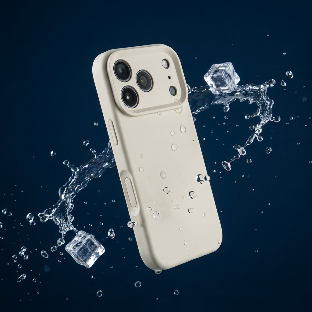 Premium Liquid Silicone iPhone Case – Precision Camera – Antique White