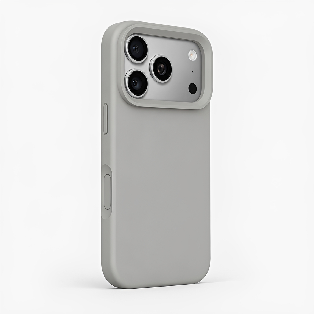 Premium Liquid Silicone iPhone Case – Open Camera – Rock Gray