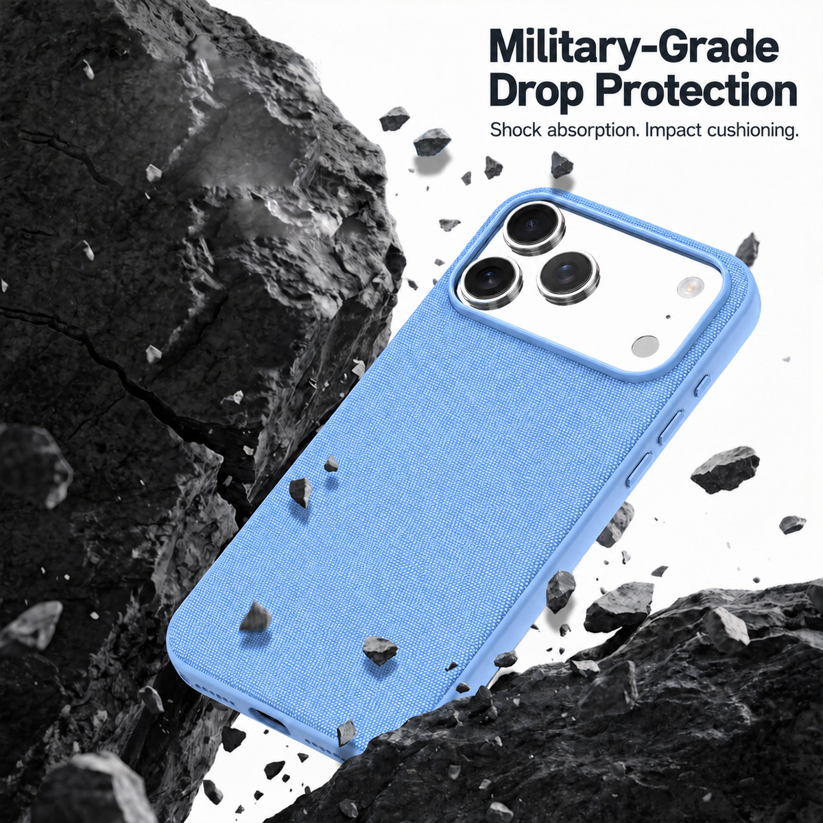 Technical Woven Fabric MagSafe iPhone Case - Light blue