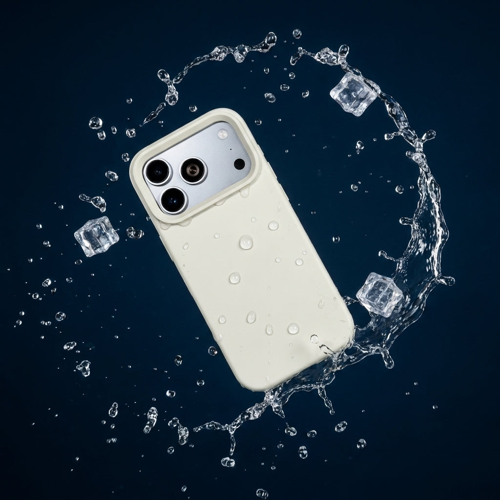 Premium Liquid Silicone iPhone Case – Open Camera –  Antique White