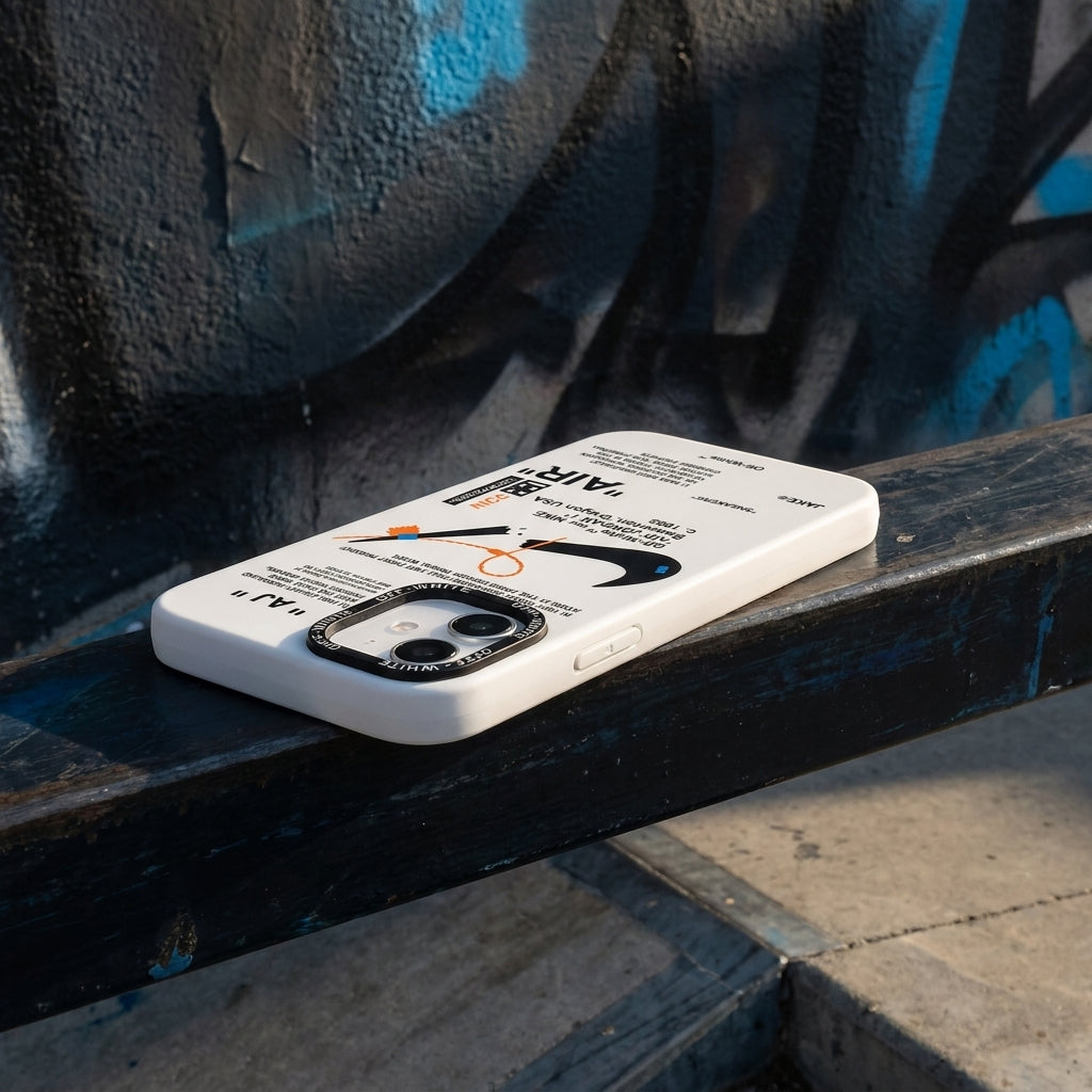 Nike x Off White inspired Streetwear iPhone Case – White – lifestyle view 5