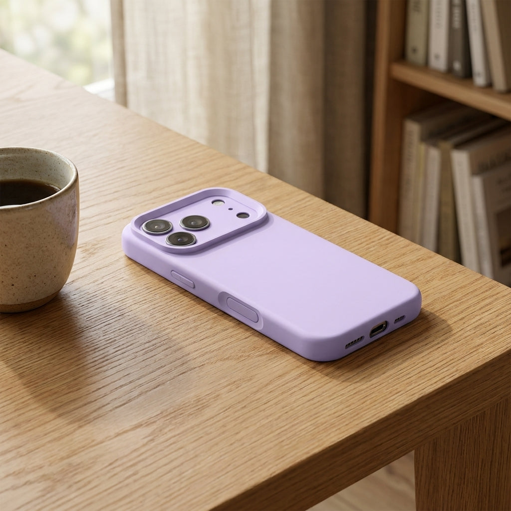 Premium Liquid Silicone iPhone Case – Precision Camera – Lilac