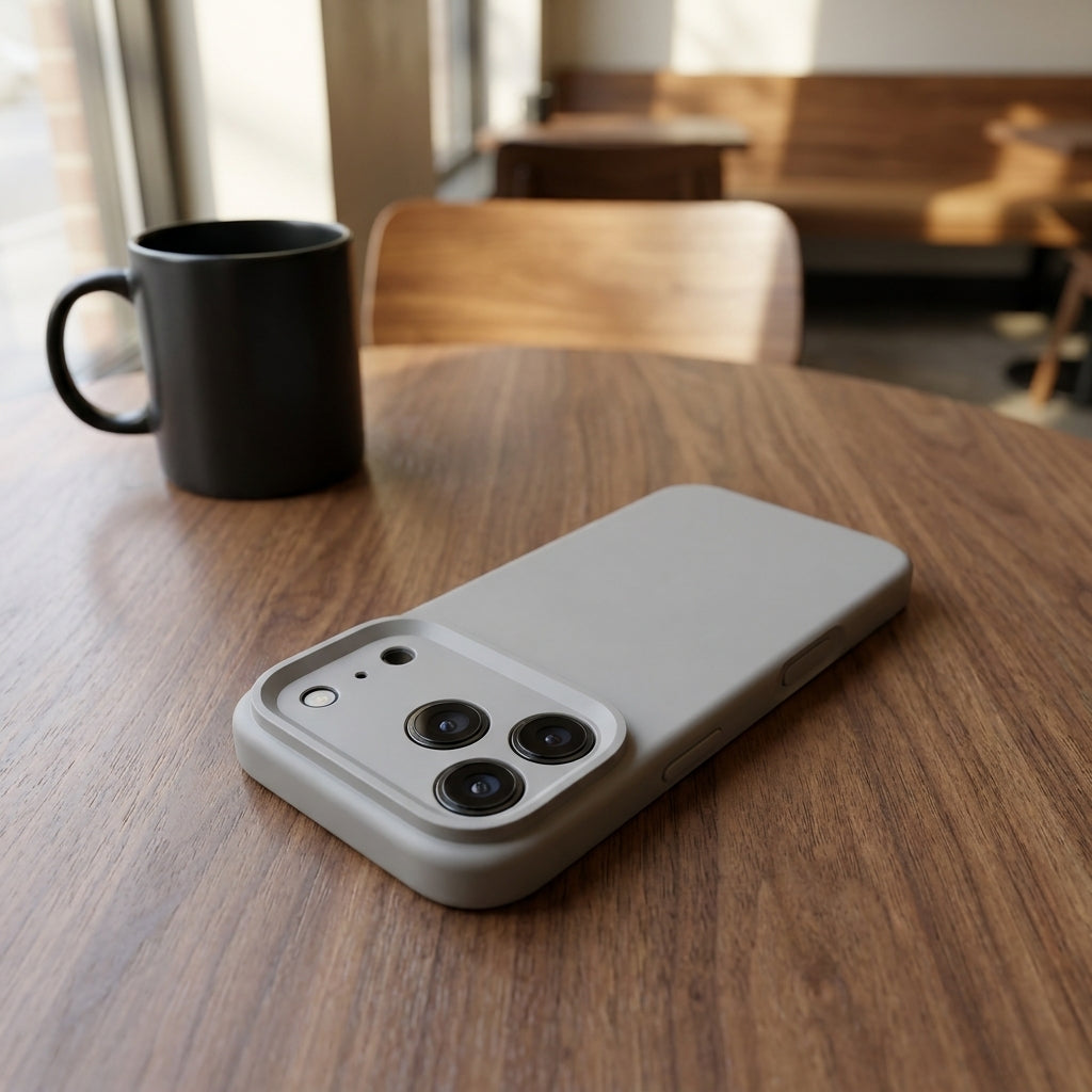 Premium Liquid Silicone iPhone Case – Precision Camera – Rock Gray