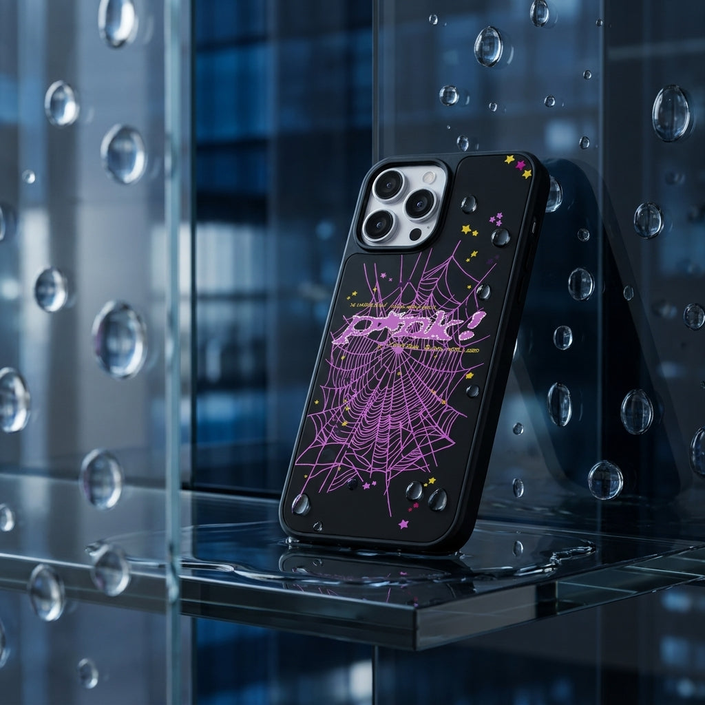 Spider Web Streetwear MagSafe Glass iPhone Case - Purple