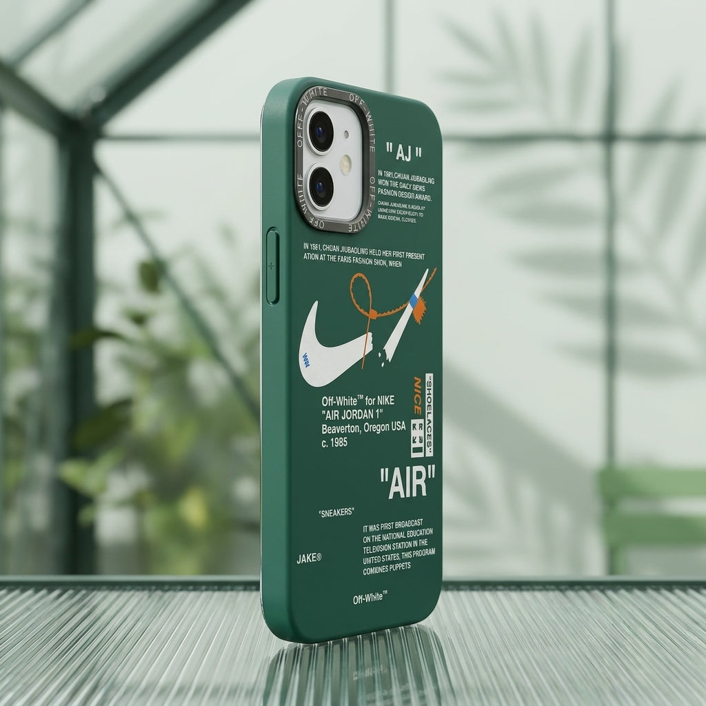 Nike x Off White inspired Streetwear iPhone Case – Green – lifestyle view 3