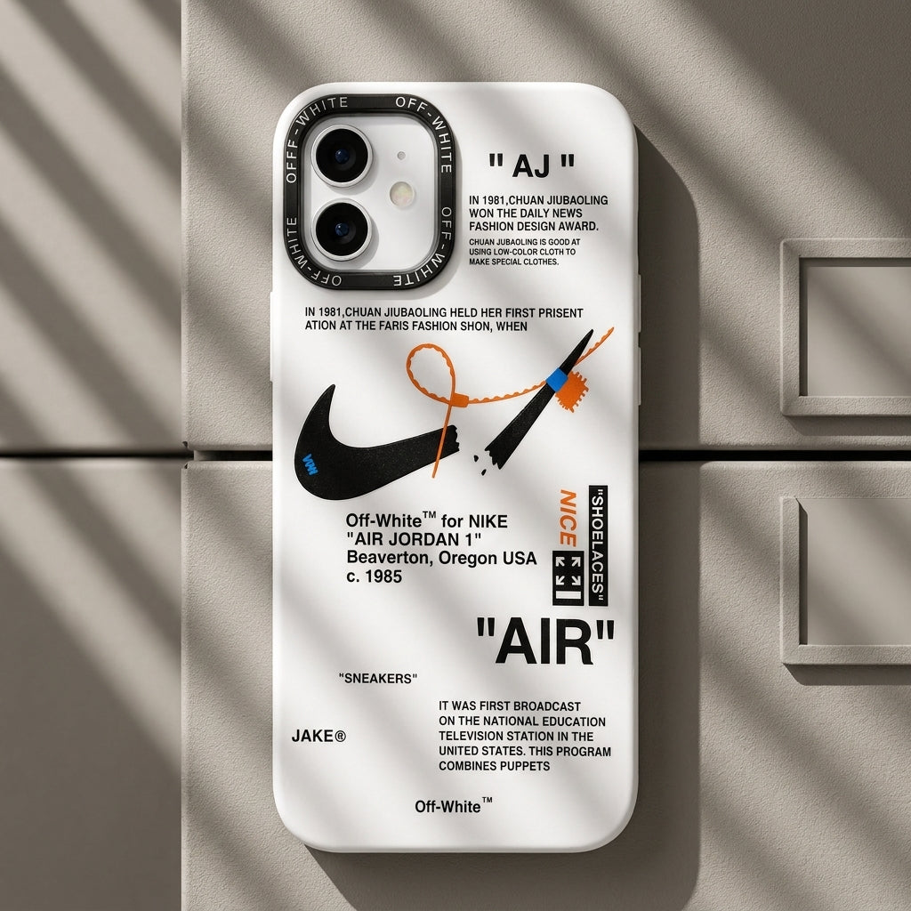 Nike x Off White inspired Streetwear iPhone Case – White – lifestyle view 2