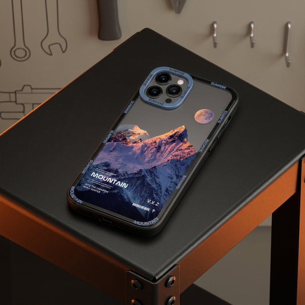 Sunset Golden Mountain Aesthetic iPhone Case – lifestyle view 1