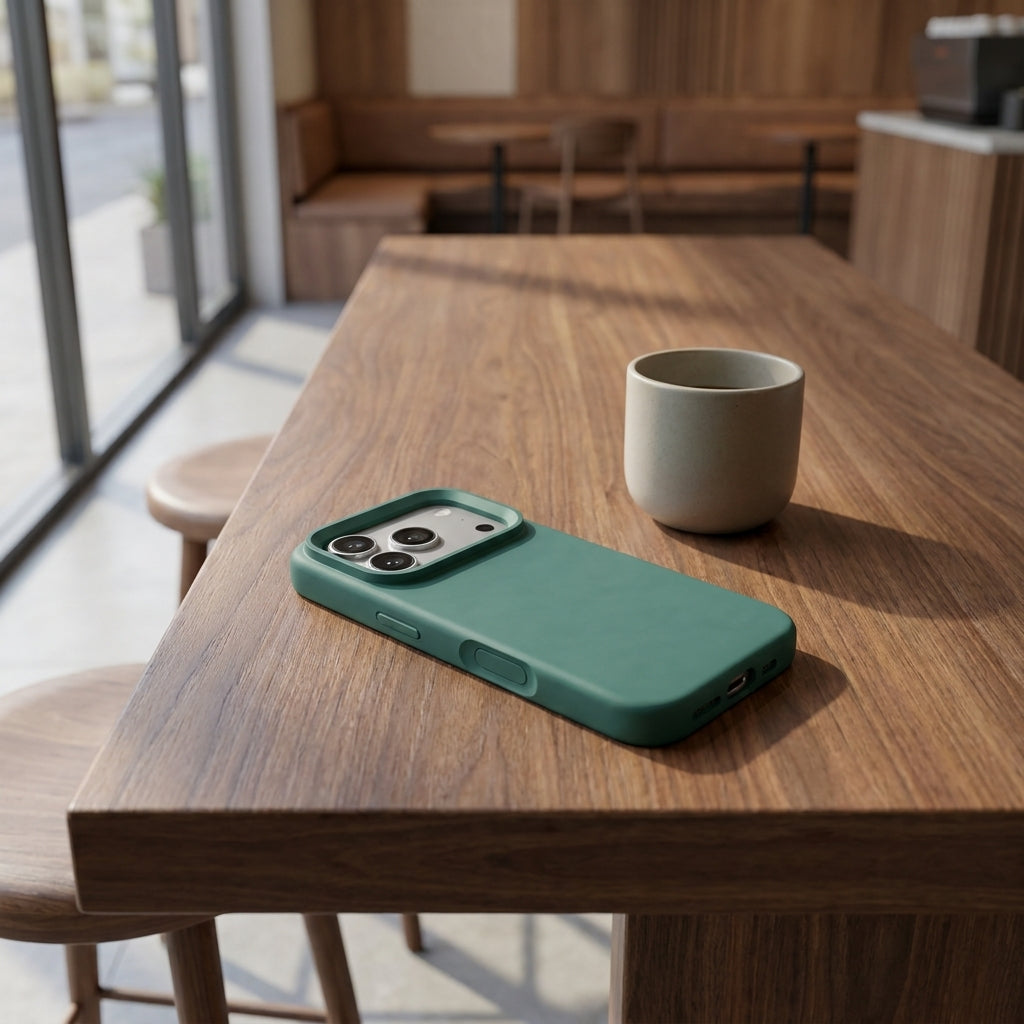 Premium Liquid Silicone iPhone Case – Open Camera – Clover Green