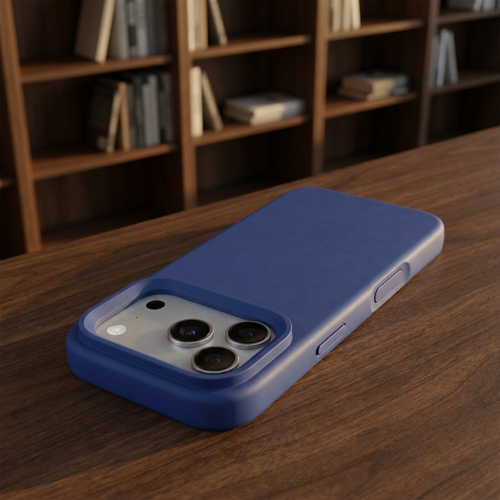 Premium Liquid Silicone iPhone Case – Open Camera – Navy Blue