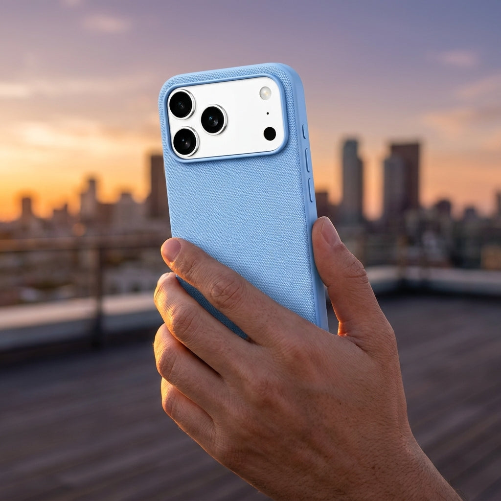 Tech Fabric Texture MagSafe iPhone Case - Light blue