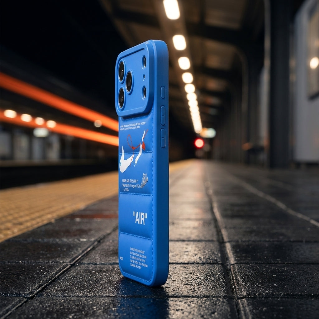 3D Electric Blue Sneaker Streetwear iPhone Case – lifestyle view 3