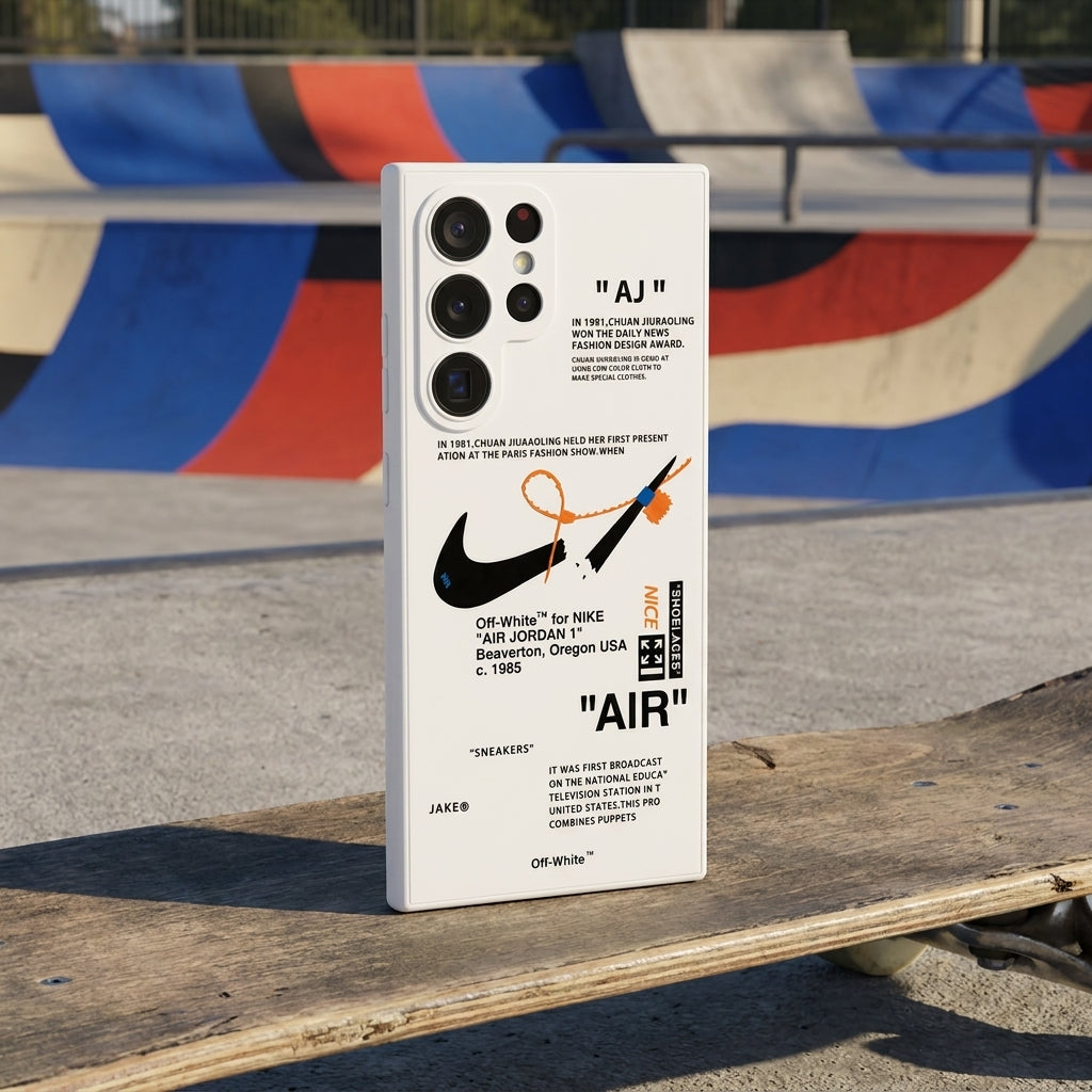 Nike x Off White inspired Streetwear Galaxy Case – White