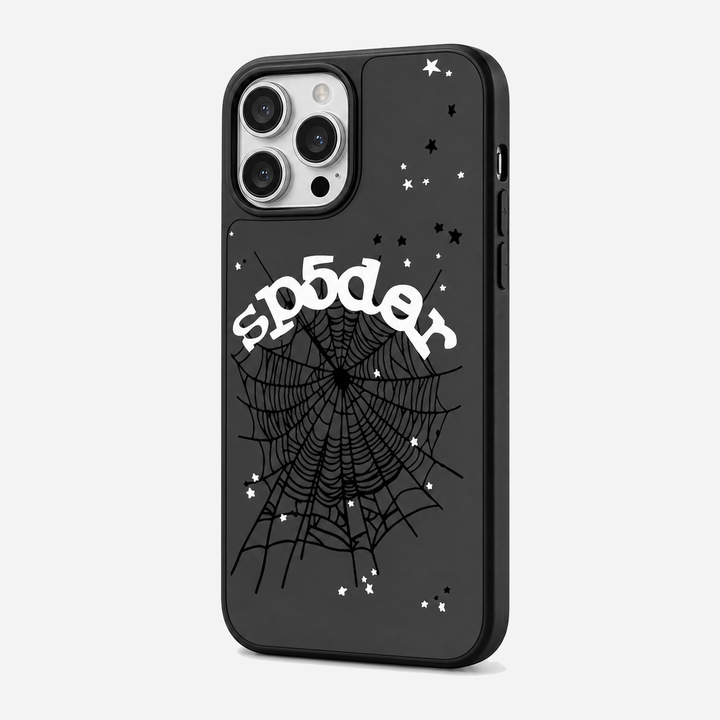 Spider Web Streetwear MagSafe Glass iPhone Case - Black