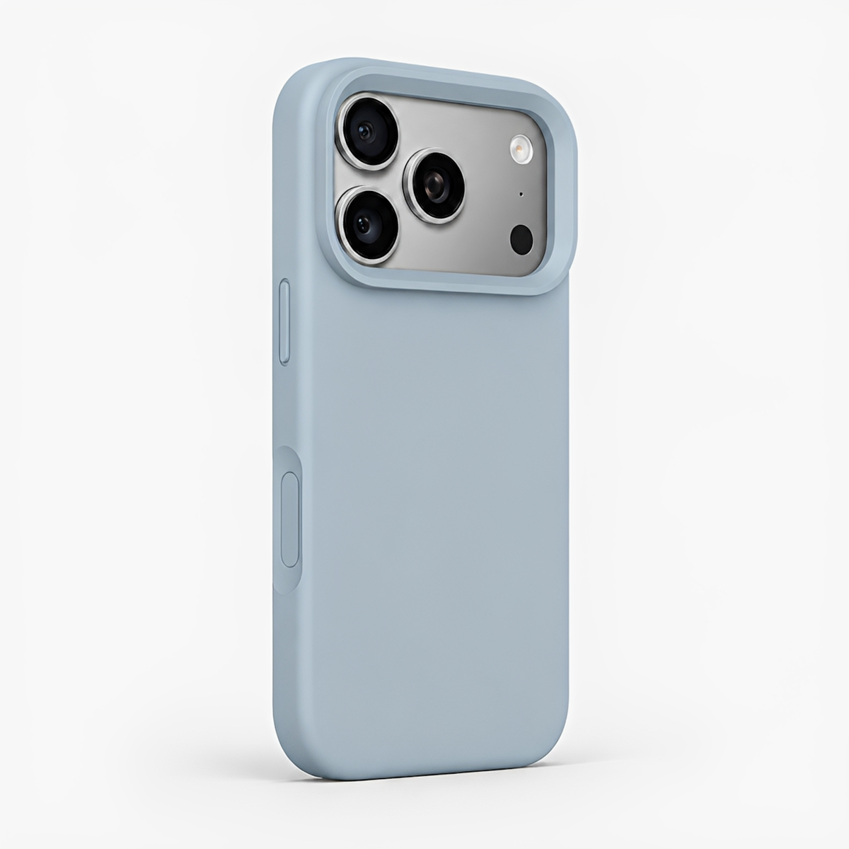 Premium Liquid Silicone iPhone Case – Open Camera – Blue Gray