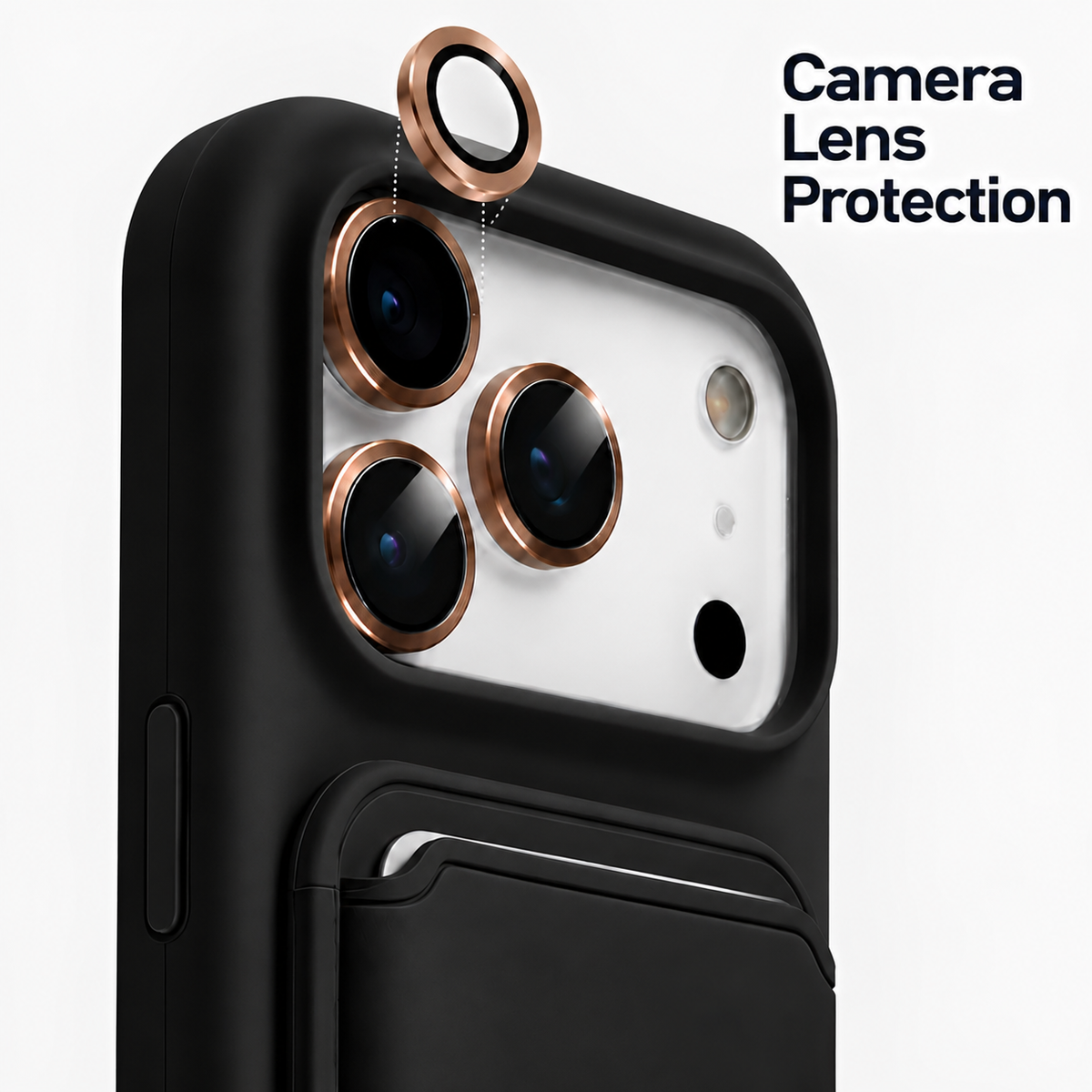 Premium Liquid Silicone iPhone Case with Magnetic Card Holder - Black