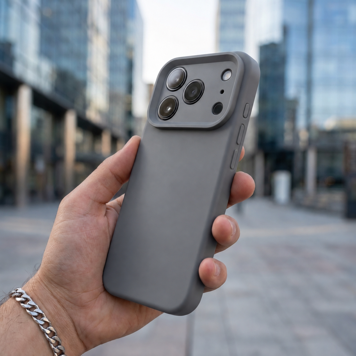 Premium Liquid Silicone iPhone Case – Precision Camera – Charcoal