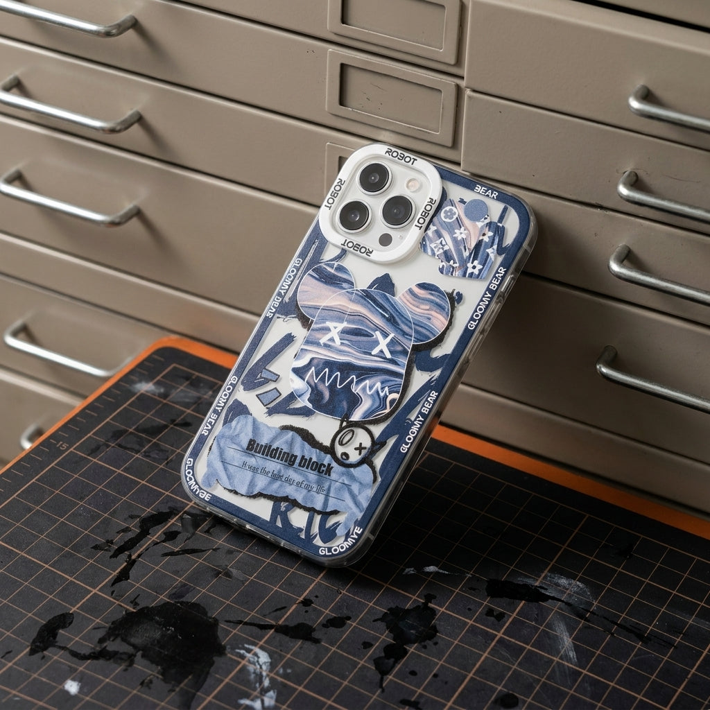 Y2K Marble Bear Collage iPhone Case – lifestyle view 1