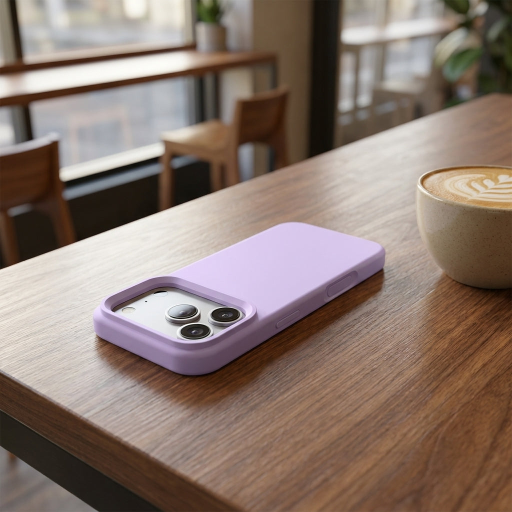 Premium Liquid Silicone iPhone Case – Open Camera – Lilac
