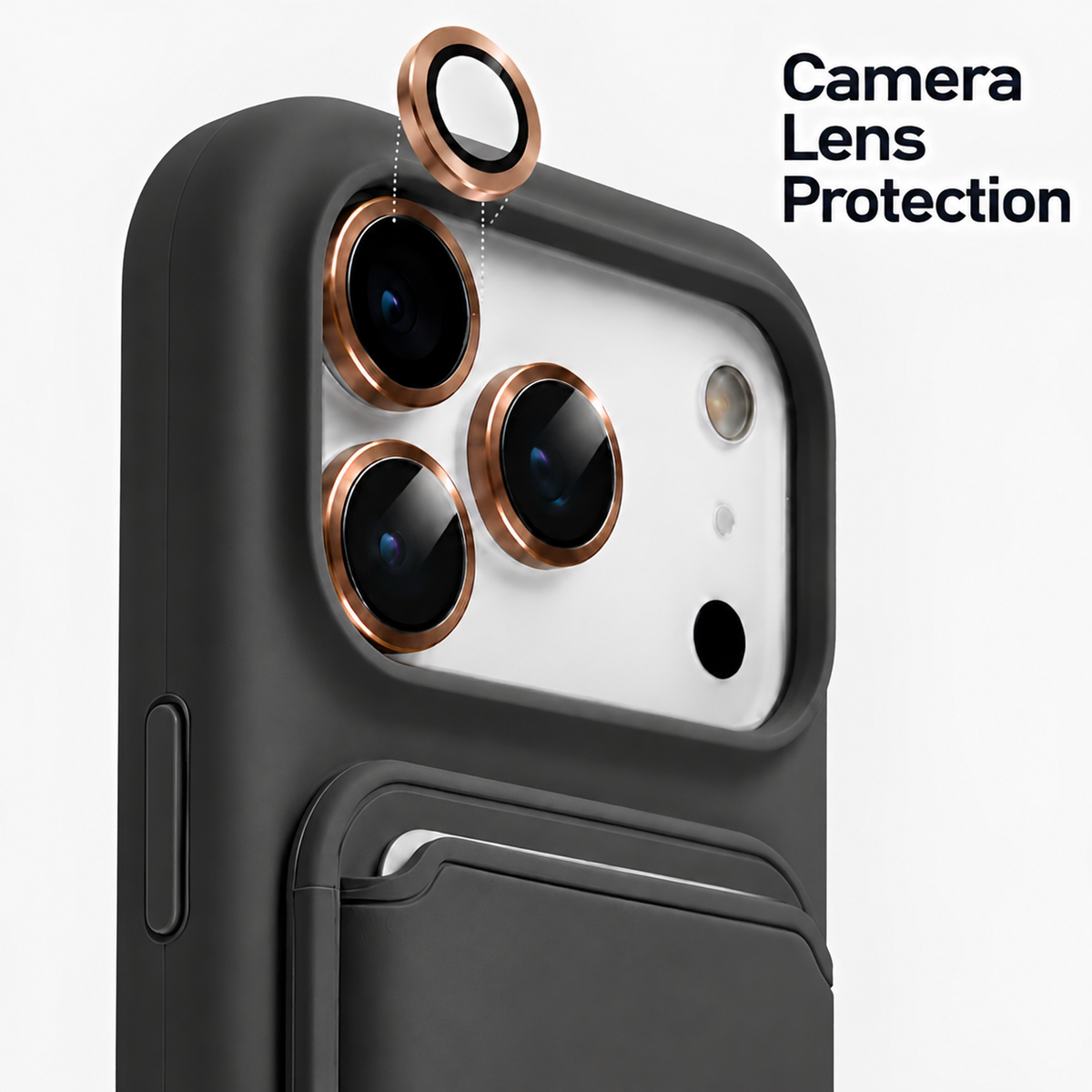 Premium Liquid Silicone iPhone Case with Magnetic Card Holder - Charcoal Gray