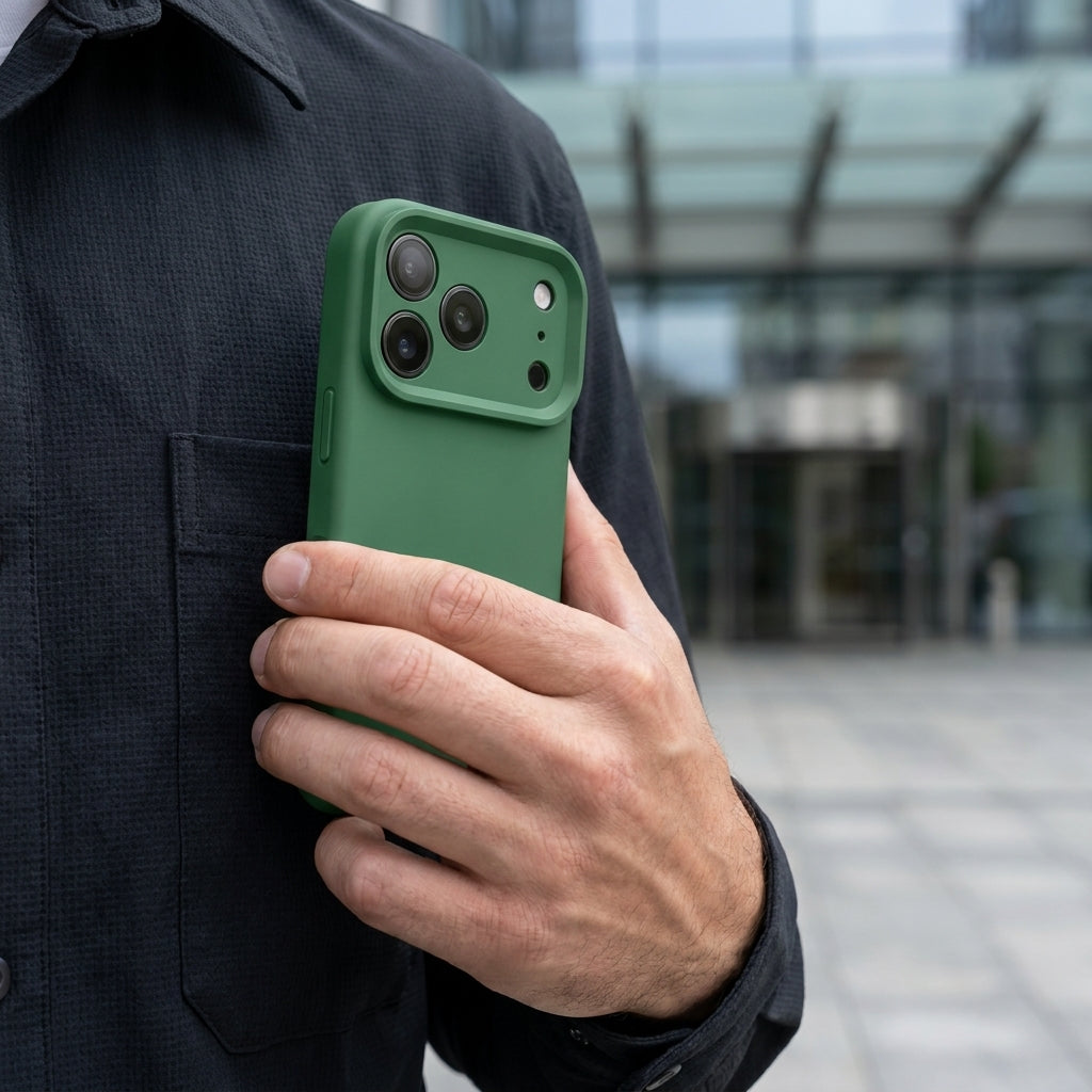 Premium Liquid Silicone iPhone Case – Precision Camera – Clover Green