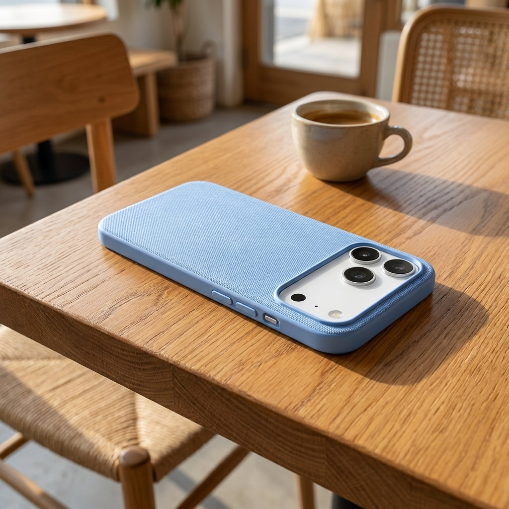 Tech Fabric Texture MagSafe iPhone Case - Light blue