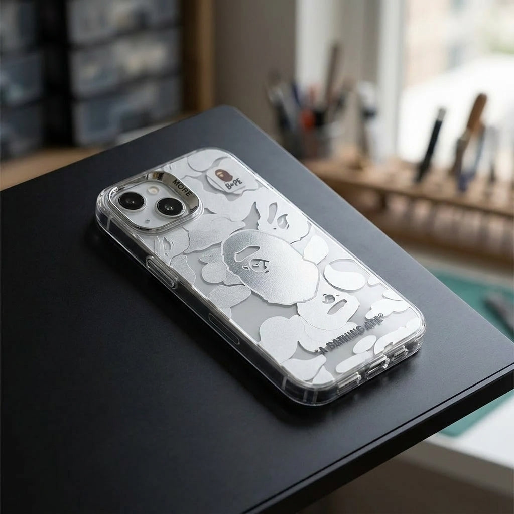APE Silver Camo Limited iPhone Case - White