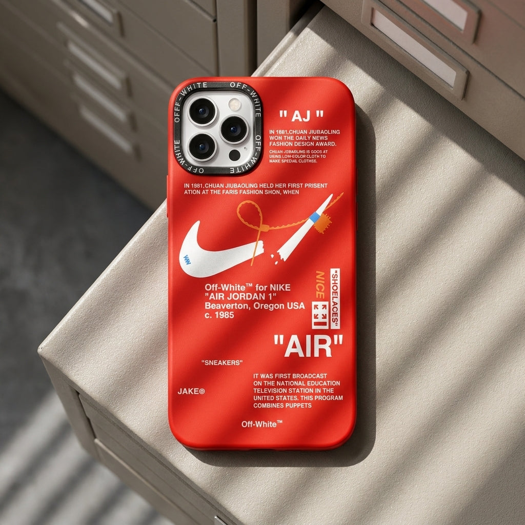 Nike x Off White inspired Streetwear iPhone Case – Red – lifestyle view 2