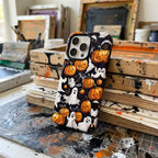 Pumpkin Parade Matte Glass MagSafe iPhone Case – lifestyle view 6