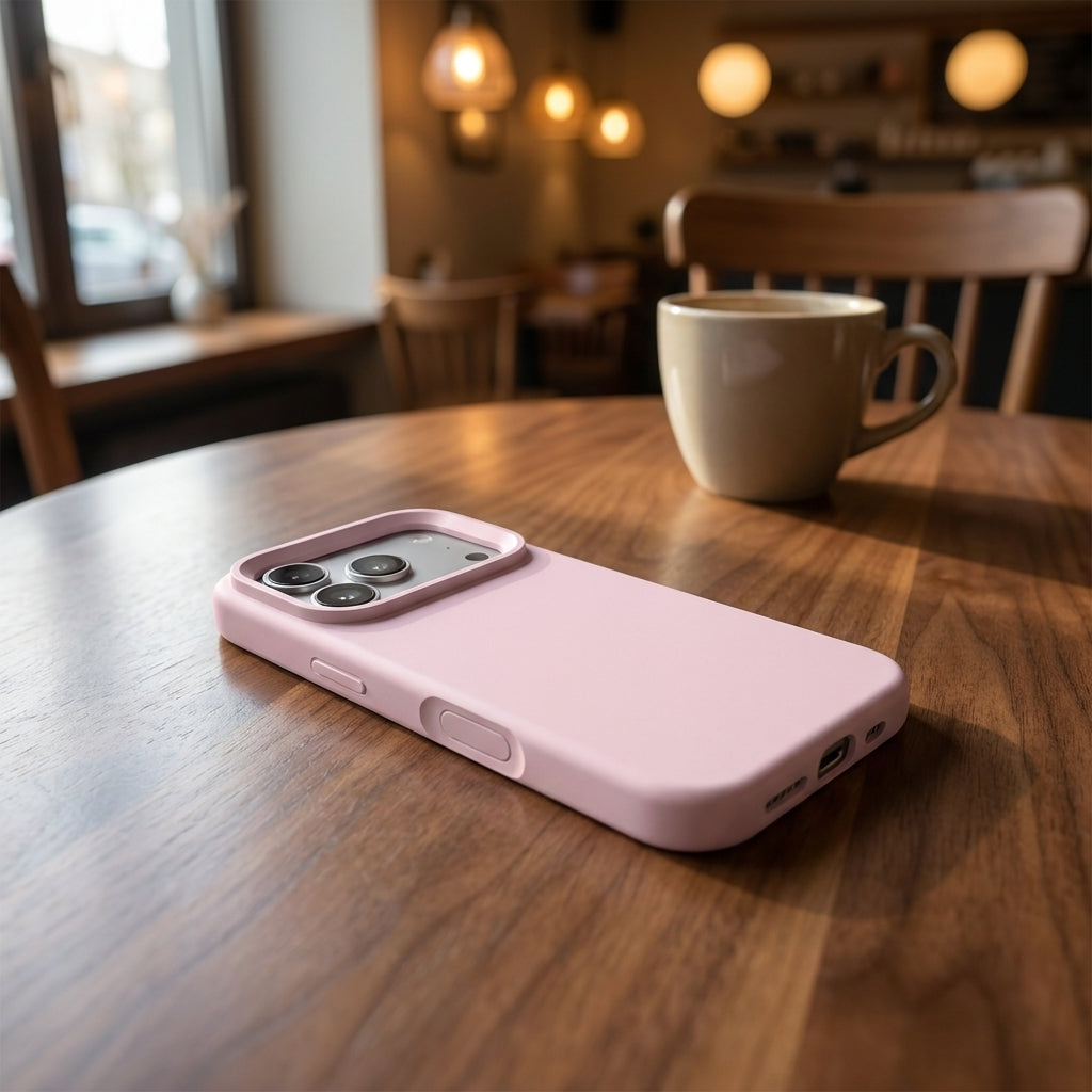 Premium Liquid Silicone iPhone Case – Open Camera – Dusty Pink