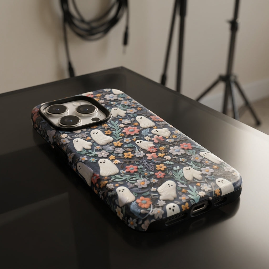 Ghost Meadow Matte Glass MagSafe iPhone Case – lifestyle view 2