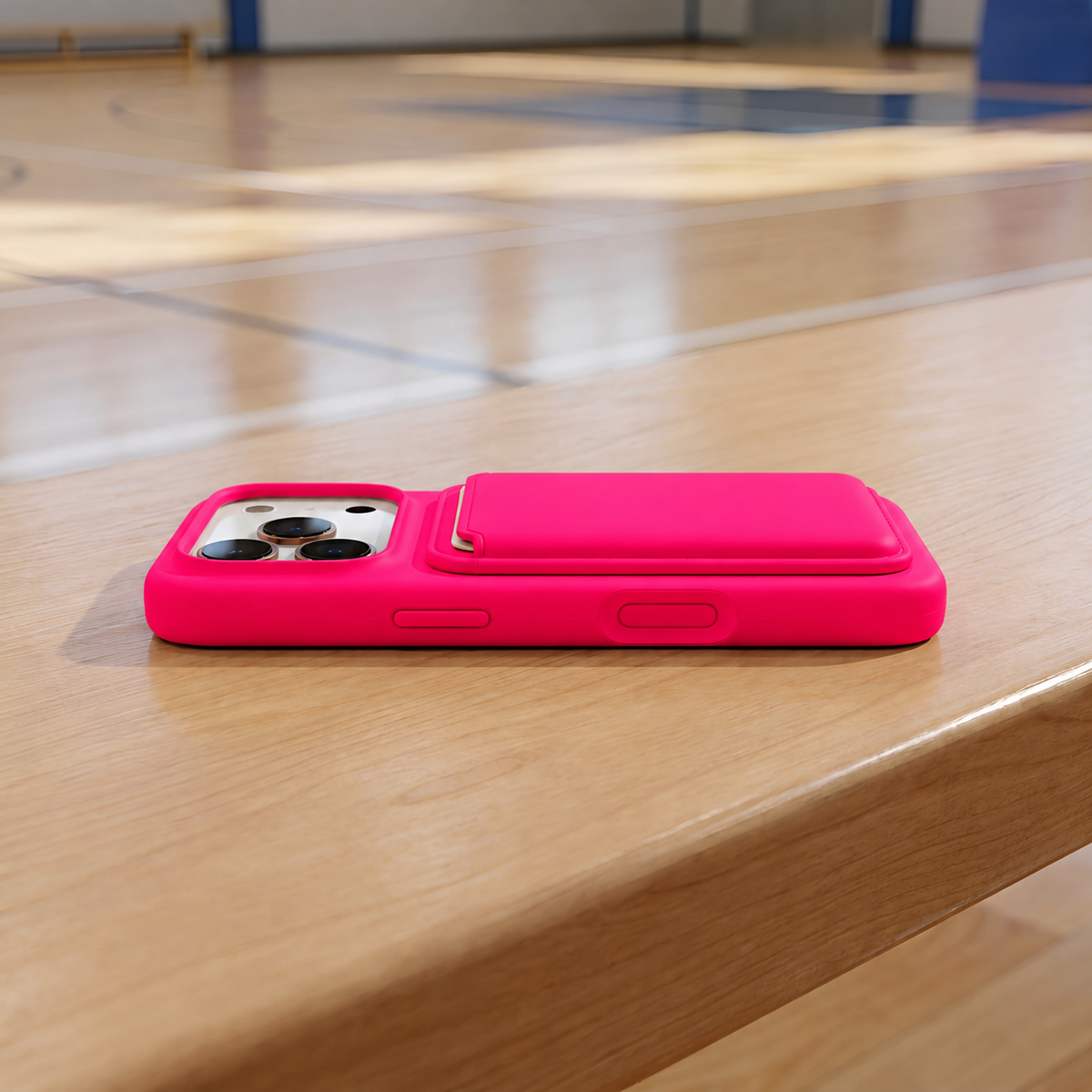 Premium Liquid Silicone iPhone Case with Magnetic Card Holder - Neon Red