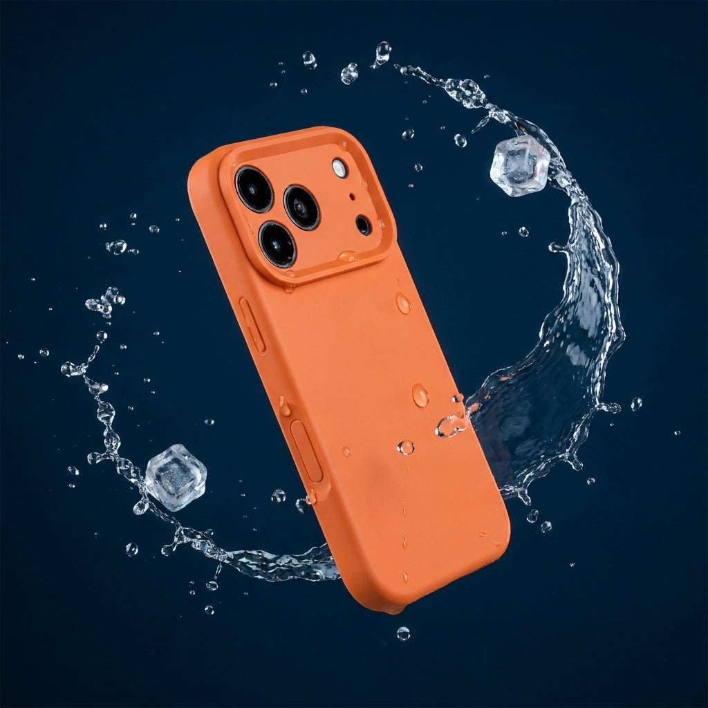 Premium Liquid Silicone iPhone Case – Precision Camera – Tangerine