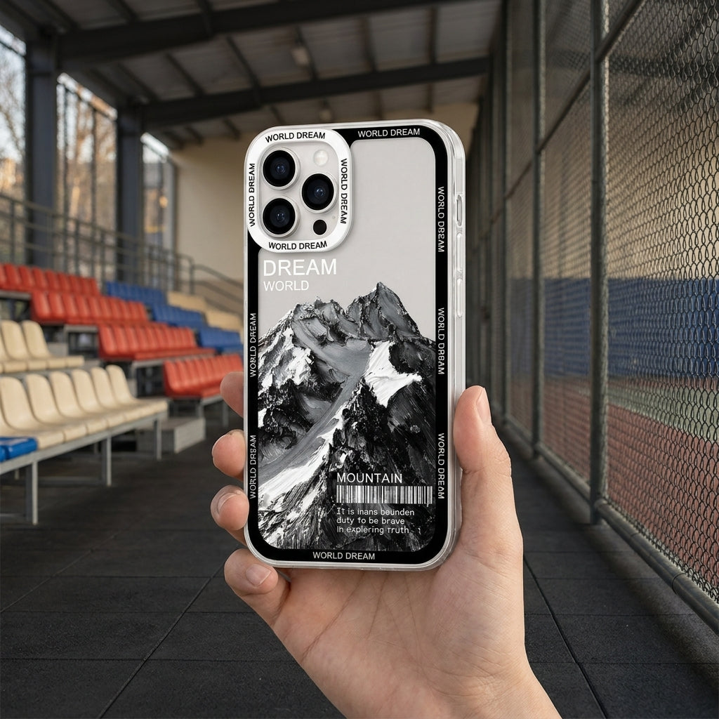 Monochrome Dream Mountain Aesthetic Clear iPhone Case
