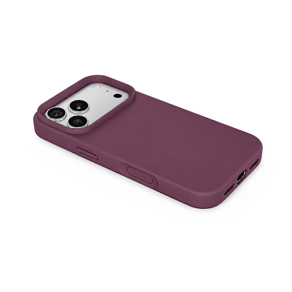 Premium Liquid Silicone iPhone Case – Open Camera – Plum