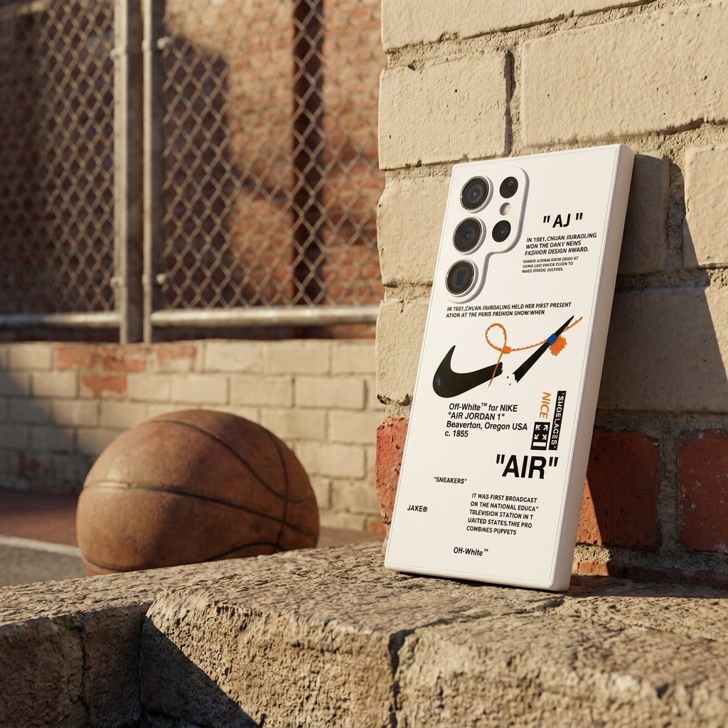 Nike x Off White inspired Streetwear Galaxy Case – White
