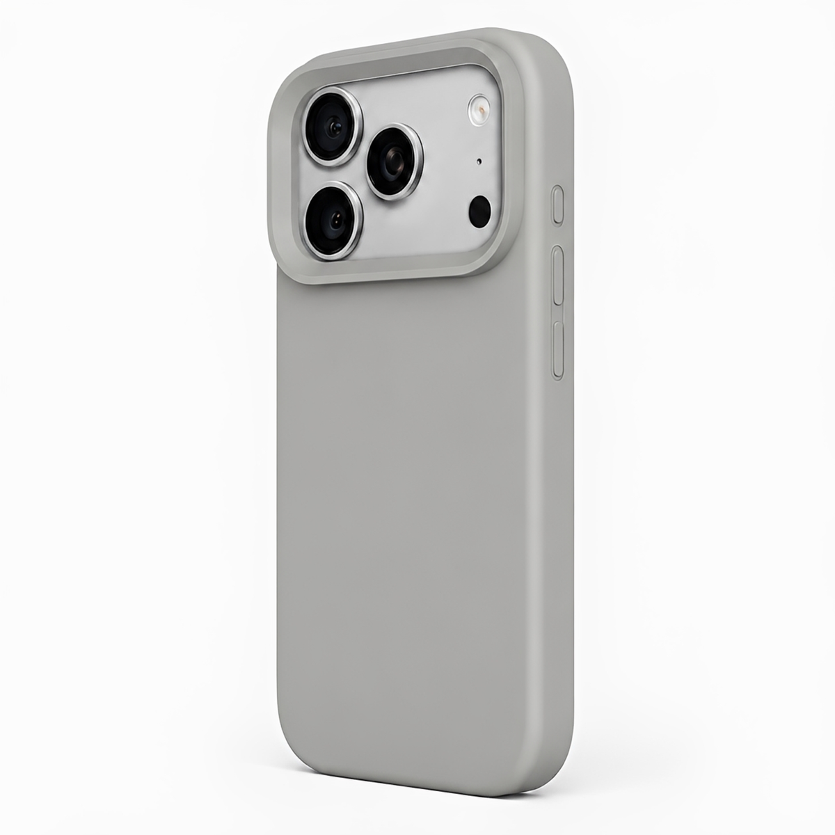 Premium Liquid Silicone iPhone Case – Open Camera – Rock Gray