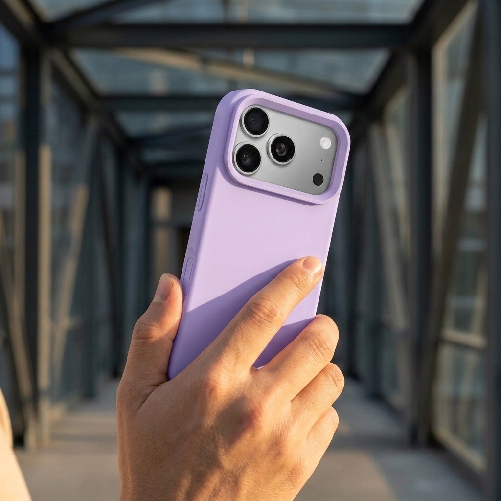 Premium Liquid Silicone iPhone Case – Open Camera – Lilac