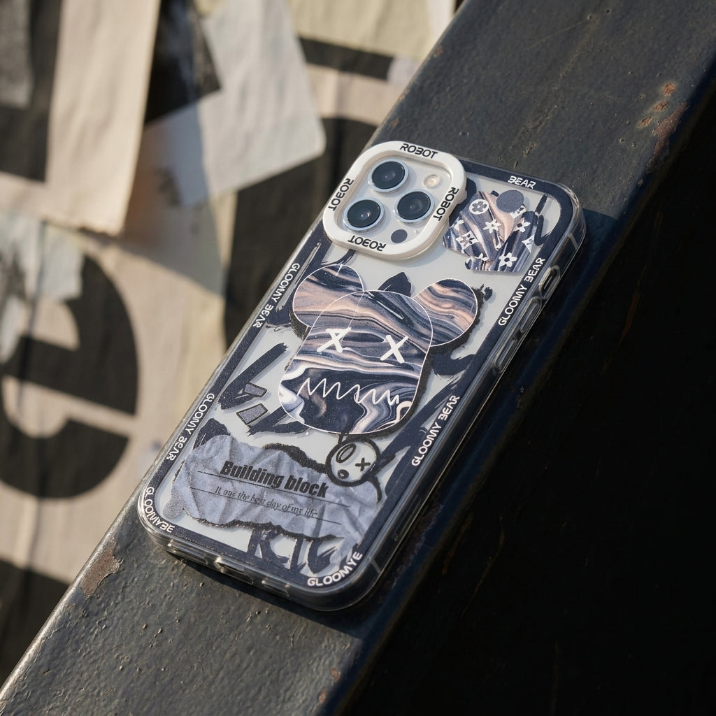 Y2K Marble Bear Collage iPhone Case – lifestyle view 2